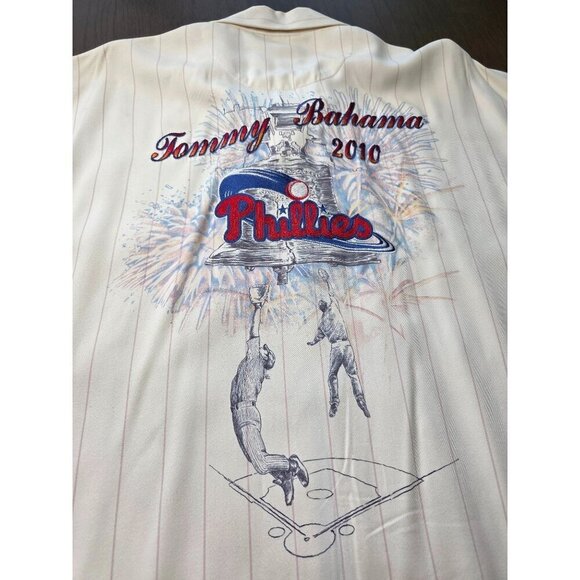 TOMMY BAHAMA 444/500 PHILLIES LIMITED EDITION 100% SILK SHORT SLEEVE SHIRT SZ XL - Picture 1 of 16
